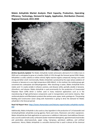 Maleic Anhydride Market Size, Share, Analysis and Forecast, 2030