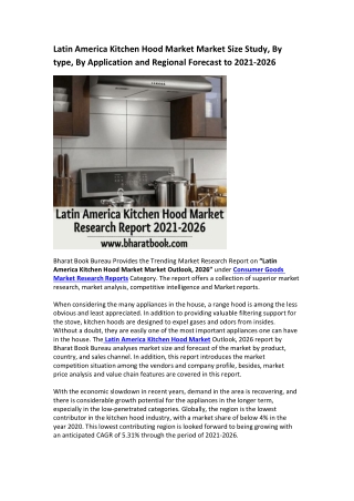 Latin America Kitchen Hood Market Market Research Report 2021-2026