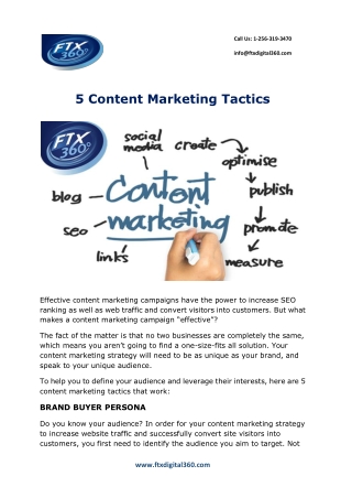 Best 5 Content Marketing Tactics