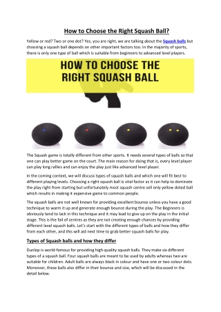 How to Choose Right Squash Ball