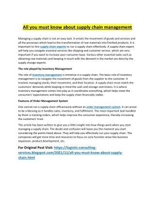 All you must know about supply chain management