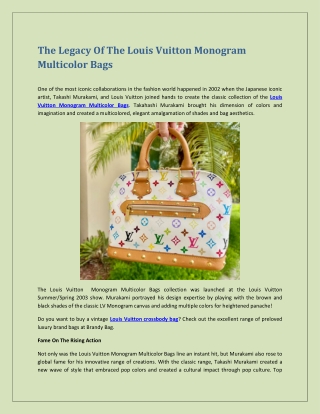 The Legacy Of The Louis Vuitton Monogram Multicolor Bags