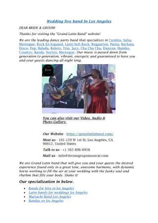 Wedding live band in Los Angeles