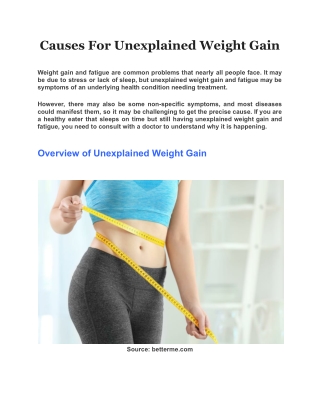 Causes For Unexplained Weight Gain