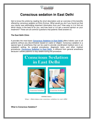 Select Conscious Sedation in Delhi