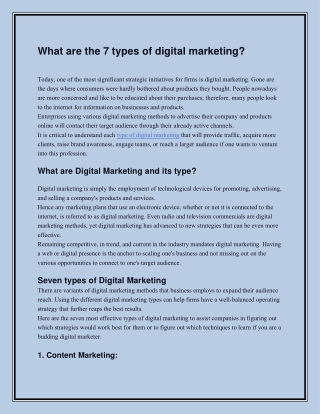 What are the 7 types of digital marketing?