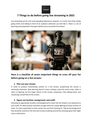 7 Things to do before going live streaming in 2021