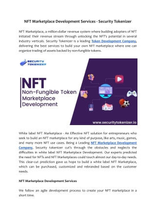 NFT Marketplace Development Company - Security Tokenizer