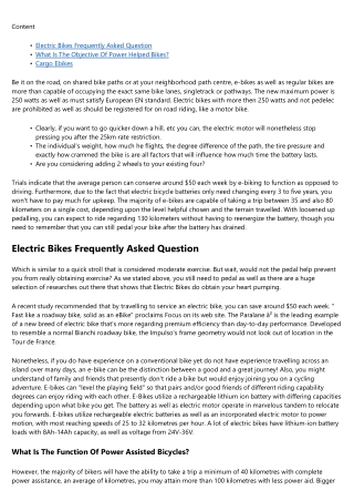What Are The Kinds Of Electric Bikes?