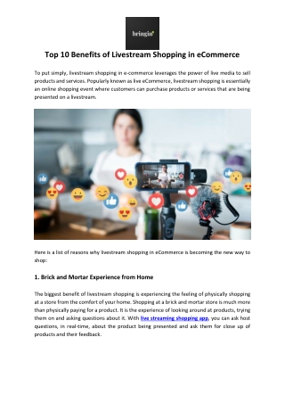 Top 10 Benefits of Livestream Shopping in eCommerce