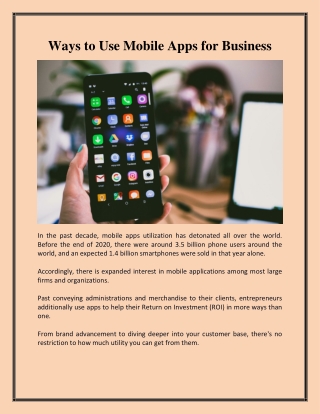 Ways to Use Mobile Apps for Business