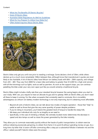 How To Select An Electric Bike E