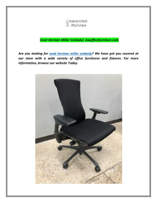 Used Herman Miller Embody| Awofficefurniture.com