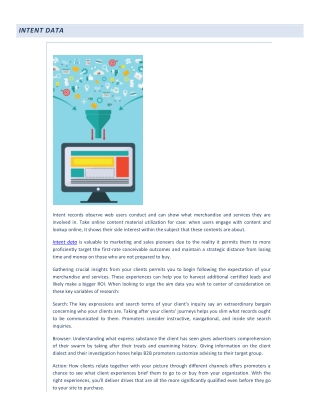 Intent Data Providers in Pune