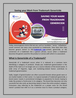 Saving your Mark from Trademark Genericide