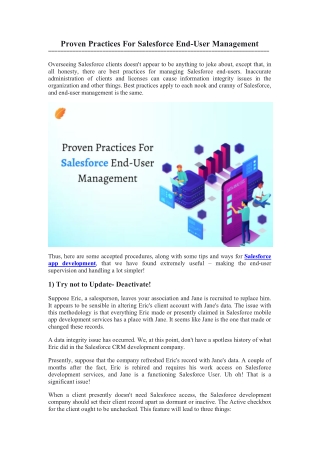 Proven Practices For Salesforce End-User Management