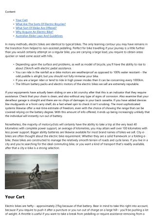 Electric Bike Overview