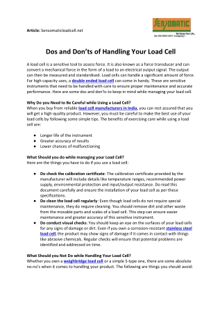 Dos and Don’ts of Handling Your Load Cell