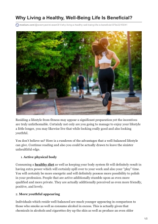 Why Living a Healthy, Well-Being Life Is Beneficial