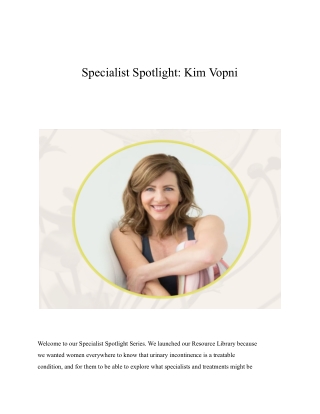 Specialist Spotlight Kim Vopni