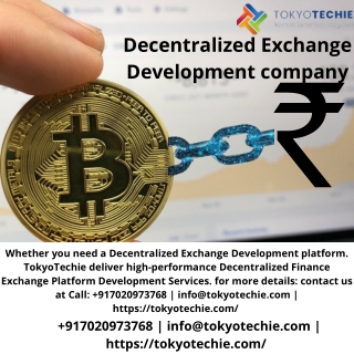 Decentralized Exchange Development company | Tokyotechie
