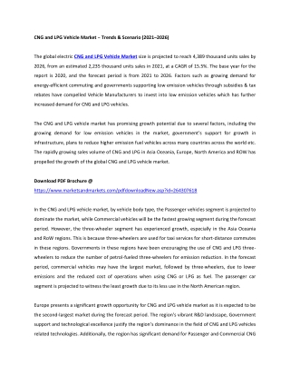 CNG and LPG Vehicle Market – Trends & Scenario (2021–2026)