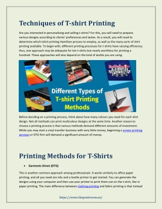 Techniques of T-shirt Printing