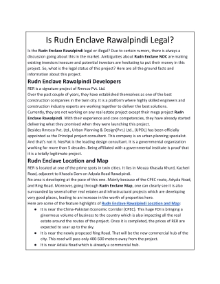 Is Rudn Enclave Rawalpindi Legal?