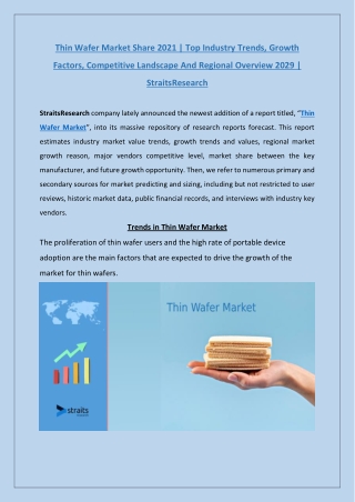 Thin Wafer Market Growth 2021 | StraitsResearch