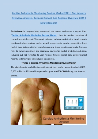 Cardiac Arrhythmia Monitoring Devices Market Analysis 2021 | StraitsResearch