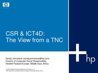 CSR &amp; ICT4D: The View from a TNC