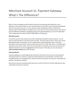 Merchant Account Vs. Payment Gateway: What’s The Difference?