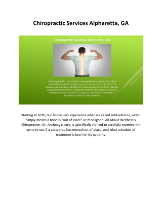 Chiropractic Services Alpharetta, GA
