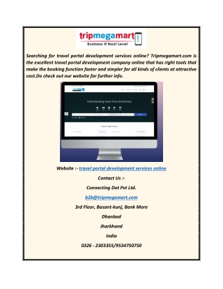 Travel Portal Development Services Online  Tripmegamart.com