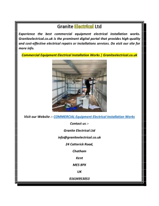 Commercial Equipment Electrical Installation Works  Graniteelectrical.co.uk
