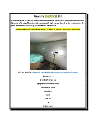 Domestic Electrical Installations Service Provider In Strood  Graniteelectrical.co.uk