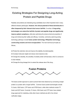Existing Strategies For Designing Long-Acting Protein and Peptide Drugs