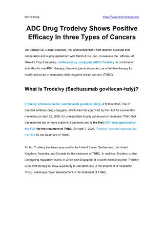 ADC Drug Trodelvy Shows Positive Efficacy In three Types of Cancers