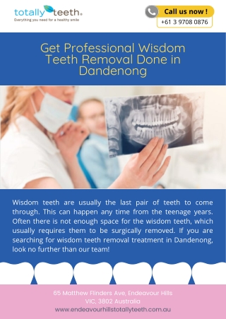 Get Professional Wisdom Teeth Removal Done in Dandenong