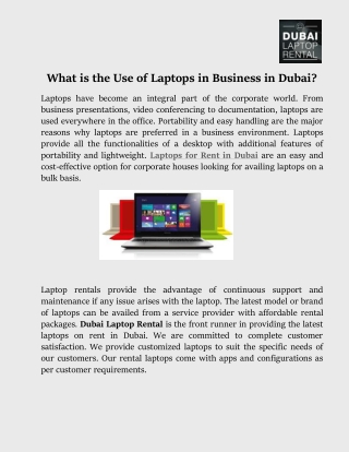 What is the Use of Laptops in Business in Dubai?
