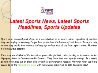 Latest Sports News, Latest Sports Headlines, Sports Updates