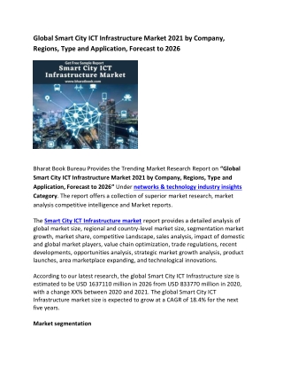 Global Smart City ICT Infrastructure Market 2021 Type, and Forecast to 2026