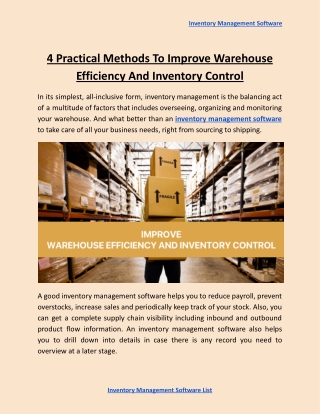 4 Practical Methods To Improve Warehouse Efficiency And Inventory Control