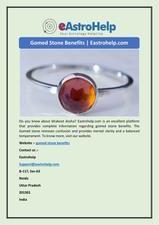 Gomed Stone Benefits | Eastrohelp.com