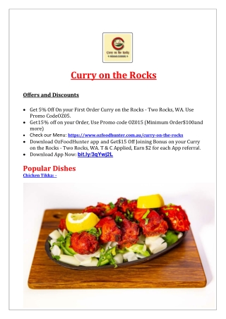 5% Off - Curry on the Rocks menu - Indian Restaurant Two Rocks, WA