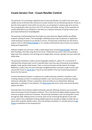 Cccam Servers Test - Cccam Reseller Control