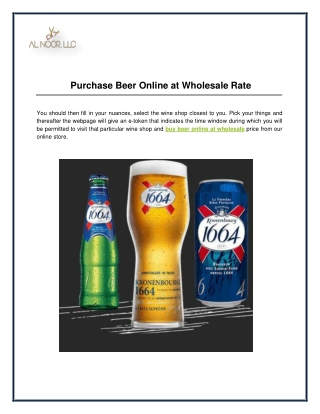 Purchase Beer Online at Wholesale Rate