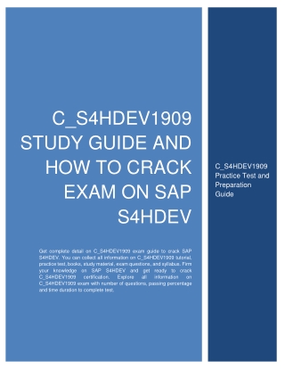 C_S4HDEV1909 Study Guide and How to Crack Exam on SAP S4HDEV