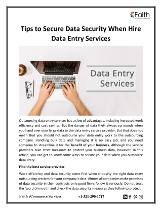 Tips To Secure Data Security When Hire Data Entry Services