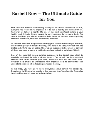 Barbell Row – The Ultimate Guide for You
